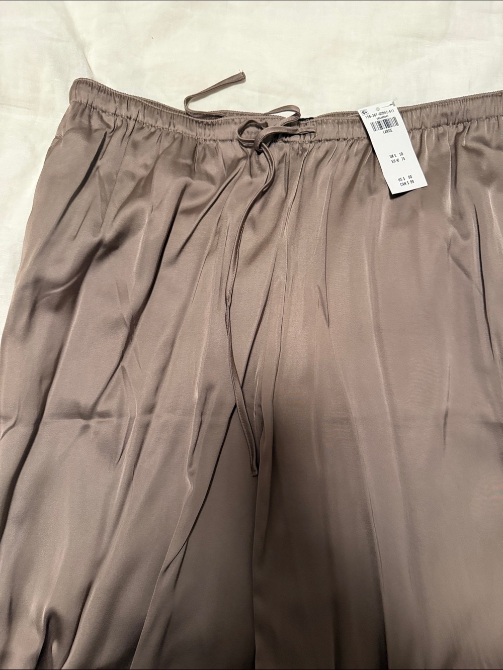 Abercrombie & Fitch women’s Satin Drawstring Pants - Taupe Brown - Picture 3 of 3